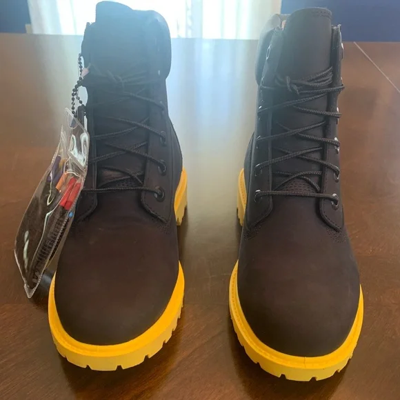 RARE‼️ NIB TIMBERLAND Heritage 6 See The Sole Waterproof Boot in Black/Yellow, 8 - Picture 3 of 9